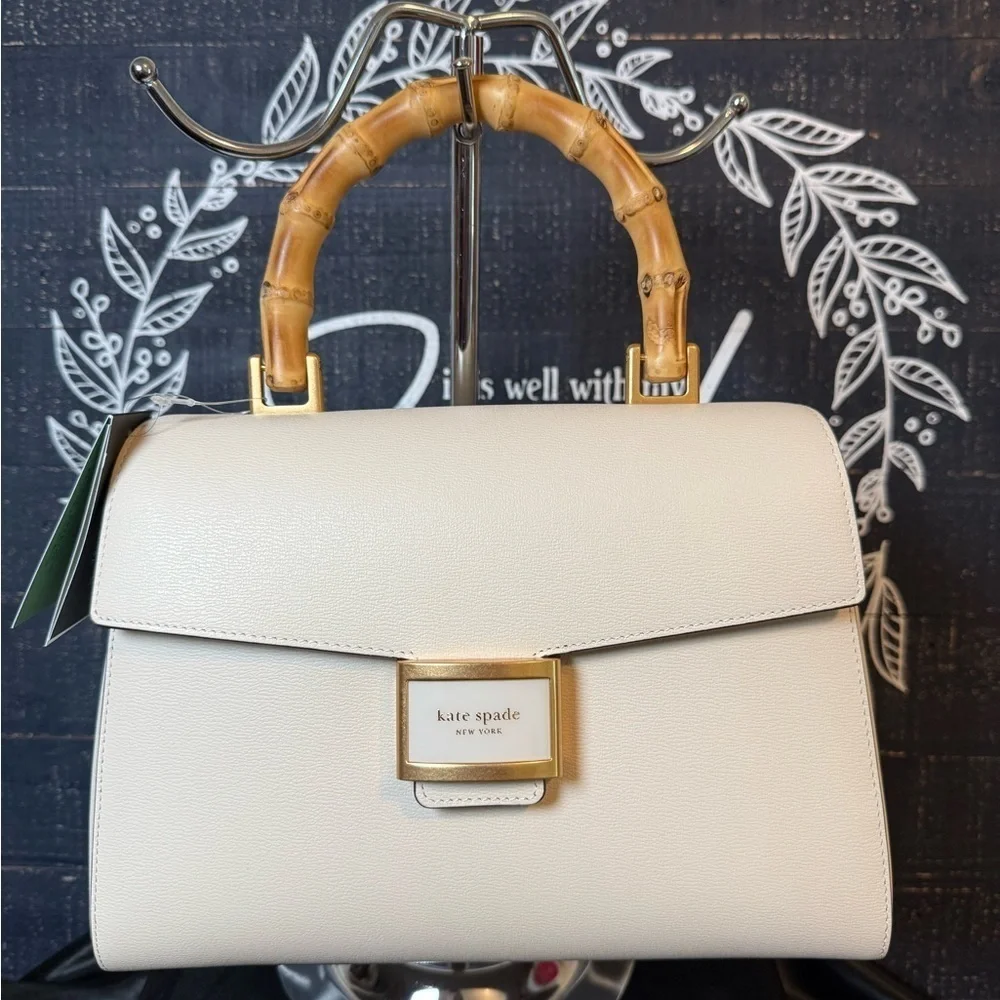 Kate Spade Katy Textured Leather Bamboo Medium Top-handle Bag (NWT)